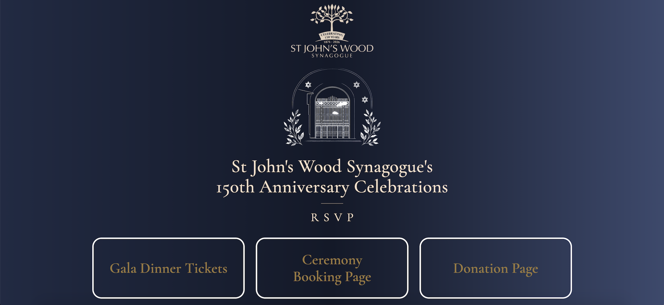 St John's Wood Synagogue 150th anniversary landing page