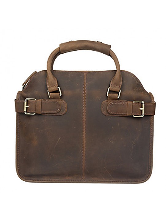 Unisex Cowhide Casual / Outdoor / Office & Career / Shopping Shoulder Bag / Casual Vintage / Laptop Bag - Brown