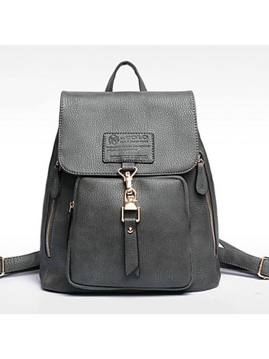  Women PU Bucket Backpack / School Bag / Travel Bag - Blue / Gray / Black / Burgundy