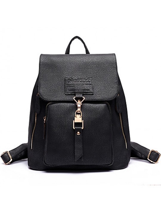  Women PU Bucket Backpack / School Bag / Travel Bag - Blue / Gray / Black / Burgundy