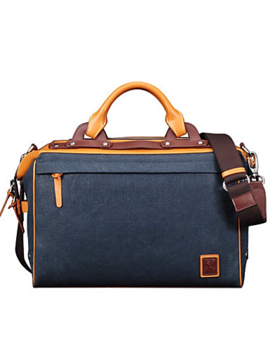 1248 Men Briefcase Top Grade Genuine Leather and Oxford Business Handbag Vintage First Layer Cowhide Shoulder Bag