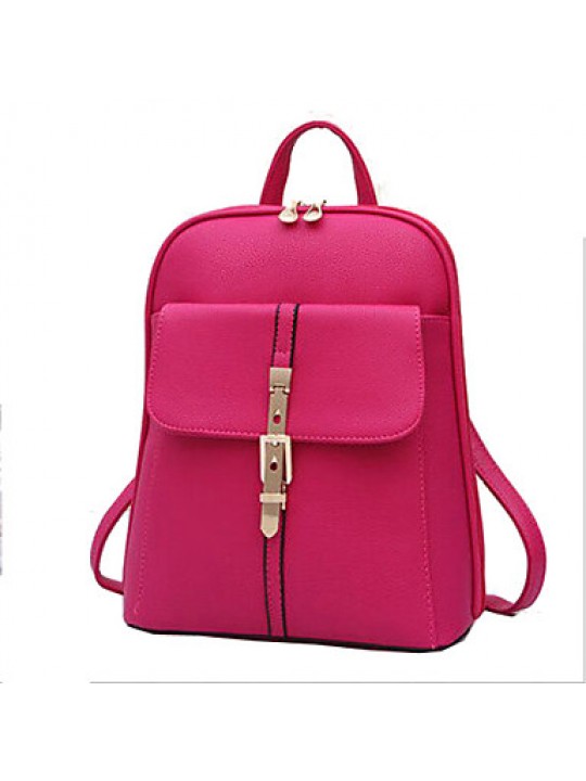 Women PU Bucket Backpack - White / Pink / Purple / Blue / Yellow / Brown / Black / Burgundy