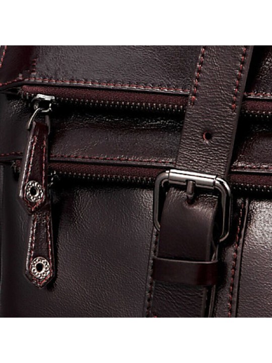 Men Briefcase Top Grade Genuine Leather Business Handbag Vintage First Layer Cowhide Shoulder Messenger Bags