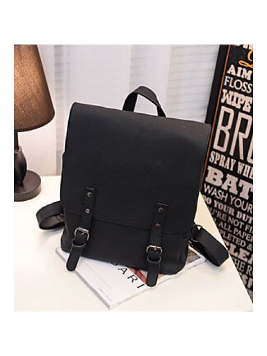 Unisex PU Bucket Backpack - Brown / Gray / Black / Burgundy