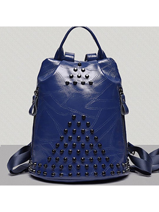  Women PU Bucket Satchel / Backpack / School Bag / Travel Bag - Blue / Gold / Red / Black