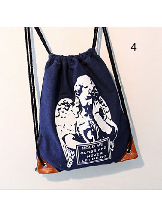 Fashion Women Jean Print Bucket Backpack Shopping/Sports/Casual/Outdoor