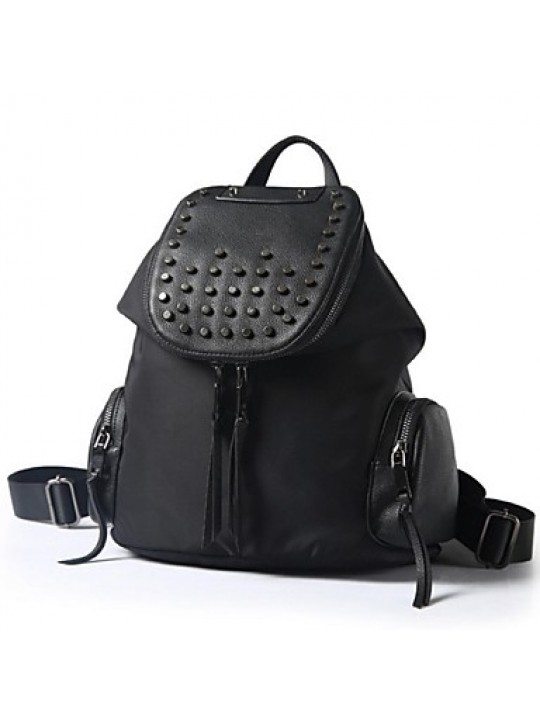 Women PU Bucket Backpack-Black